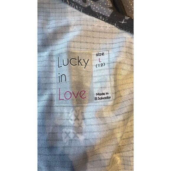 Lucky In Love Gray Log Mesh Top Tank Top Tie Back SZ L (12) - Picture 9 of 10